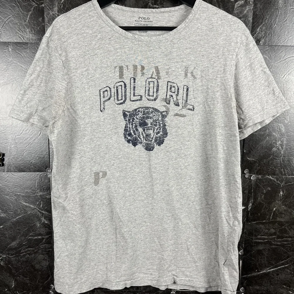 Polo Ralph Lauren Men's Grey Vtg Tiger Slim Shirt Large